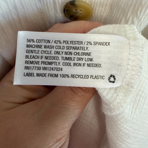 AVA & VIV White Button Front Midi Dress 1X Textured Tie Back - Picture 5 of 11